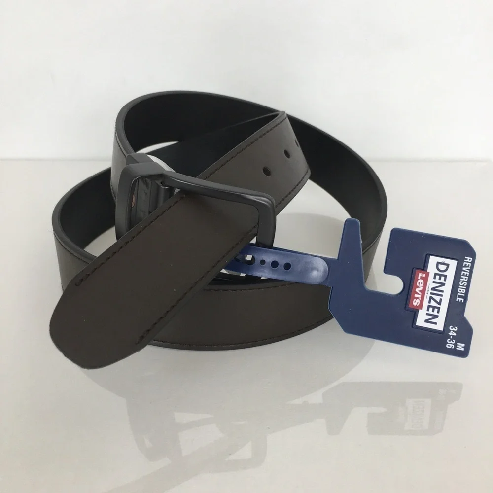 Denizen Levis Reversible Belt Mens Size M 34-36 Black Brown Vegan Leather NEW